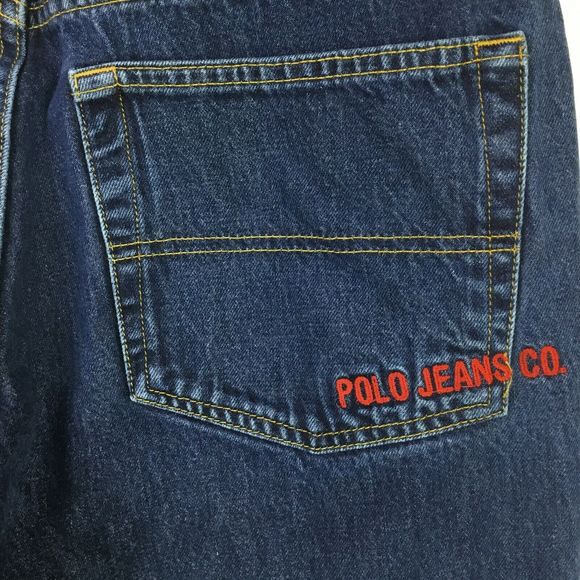 Vintage Polo Ralph Lauren Men's Loose Fit Jeans Size 32x30 Dark Wash Straight - Picture 4 of 11